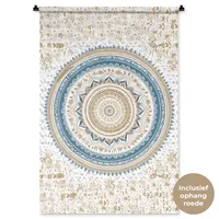 MuchoWow® Tapiserie na zeď Mandala - modrá - česká - bílá - design 90x135 Tapiserie Dekorace na zeď Šála