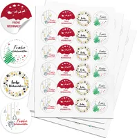 Aufkleber Weihnachten DE weiß - 96x Weihnachtsaufkleber für Geschenke in 4 Variationen | Sticker Set Frohe Weihnachten | 4 cm Etiketten rund