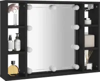 vidaXL Spiegelschrank mit LED Schwarz 76x15x55 cm