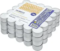 HORECA CANDLES Teelichter 100 Stück – Weiß – 8h Brenndauer – Duftfrei – Aluhülle