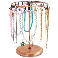 Belle Vous Kettenständer Schmuck Kupfer Drehbar (23 Haken) H34,8 x B20,5 cm Schmuckständer Baum - Ketten Aufbewahrung Hängend - Schmuckbaum für Ketten