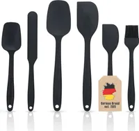 Intirilife 6-teiliges Silikon Spatel Set in Schwarz - Antihaft Silikon Spatel Set Backutensilien zum Kochen Backen Rühren Anrichten Hitzebeständig