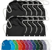 10er PACK Baumwoll Turnbeutel Sportbeutel Zuziehbeutel Sack Schuhbeutel Rucksack Gym Sack, in Farbe: Schwarz