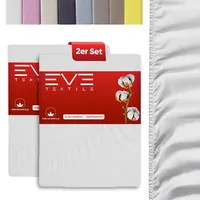 EVE Textile 2er Set Spannbettlaken 160 x 200cm Weiß 100 % Baumwolle Spannbetttuch Bettlaken Spannlaken Spannbezüge Betttücher Laken Jersey