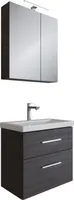Planetmöbel Badmöbel Set mit Spiegelschrank und Waschtisch mit Schubladen – 60 cm anthrazit