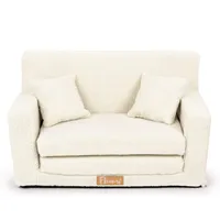 Flumi Kindercouch Kindersofa Spielsofa mit Schlaffunktion für Kinderzimmer -Schlafsessel mit Bettfunktion - Kindermöbel - Boucle hellbeige