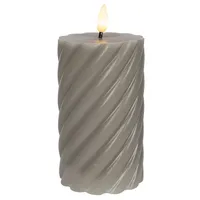 STAR TRADING LED-Echtwachs-Kerze Flamme Swirl 15x7,5cm grau