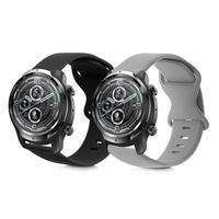 kwmobile 2x Sportarmband kompatibel mit Ticwatch Pro 3 / X / Pro 3 lite / Pro 2021 - TPU Silikon Armband Set für Fitnesstracker - Größe L Schwarz Grau - 17,2 - 23,8 cm Innenmaße