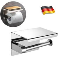 DHL Edelstahl Toilettenpapierhalter Klopapierhalter Rollenhalter mit Ablage WC 