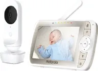 Motorola Nursery VM35 - Video-Babyphone - Weiß - 5-Zoll-Elterneinheit - Infrarot - Digitaler Zoom - Talk-Back-Funktion, 1 Stück (1er Pack)