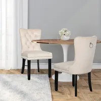 Puluomis Esszimmerstühle 2er set Samt Stuhl Küchenstuhl Polsterstuhl Esszimmer Sessel mit Holzbeine und Nagelkopf, Elegant und Edel, Beige