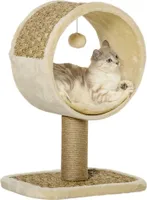PawHut Katzenkratzbaum Klein Katzenbaum für eine einzelne Katze Katzen-Spiel-Stamm Katzenspielzeug Kletterbaum Jute Khaki+Hellbraun 40 x 30 x 56 cm