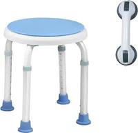 JOIEYOU Duschhocker Duschstuhl 360° Drehbarer Badhocker Duschhilfe Höhenverstellbar 37-53cm Modern Duschsitz Badsitz Anti-Rutsch für Senioren bis 136 kg, mit Badewannen Haltegriff