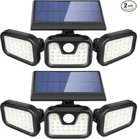 2er LED Solar -Außenleuchten,Bewegungsmelder Solarstrahler,IP65 wasserdichtes,Solar Außenwandleuchten,360 Rotation Gartenleuchten