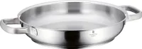 WMF Gourmet Plus patelnia do serwowania/pieczenia 28 cm indukcja, patelnia bez powłoki, matowa stal nierdzewna Cromargan, żaroodporna