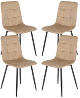 Makarowski Mobel  | Gepolsterte Esszimmerstühle - PERU, Stühle aus Velours im modernen Stil, Satz mit 4 Stücken- Beige
