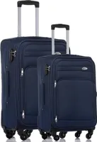 Beibye Weichgepäck-Trolley Set 2-tlg. 64 + 54cm, 4 Rollen, Dehnfalte, blau