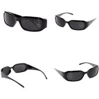 Rasterbrille Pinhole Glasses Schwarz Lochbrille Gitterbrille für Augentraining zur Entspannung
