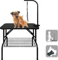 LARS360 Haustier Trimmtisch Schertisch Pflegetisch Hundepflegetisch höhenverstellbar klappbar Tierpflegetisch mit Unterkorb, 80,5 x 46 cm, bis 60 kg