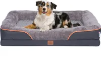 Orthopädisches Premium Hundebett mit Egg Foam, Hundesofa, Hundekissen, waschbar, flauschig, Bezug abnehmbar, waschbar, 106 x 81 x 17 cm, Hellgrau (XXL)