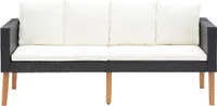 vidaXL 2-Sitzer-Gartensofa mit Auflagen Poly Rattan Schwarz