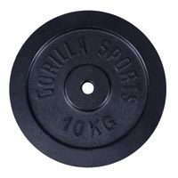 GORILLA SPORTS® Hantelscheiben - 10 kg Gewichte, 30/31 mm, Gusseisen, Schwarz - Gewichtsscheiben, Bumper Plates