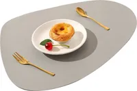 Tischsets,Abwaschbar Rund Doppelseitigen rutschfest Platzdeckchen Leder Kunstleder Tischset Lederoptik Platzset (Grau)