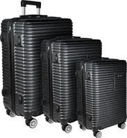 7MAGIC Koffer Set 3 Stück, ABS Hartschalenkoffer mit Zahlenschloss, Handgepäckkoffer, Hartschalenkoffer Set 3 teilig, Trolley, Koffer Groß, Schwarz