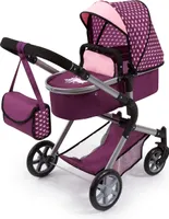 Bayer Design 18137AA, Kočík pre bábiku City Neo Kombi s prebaľovacou taškou, premení sa na kočík, výškovo nastaviteľný, skladací, slivka, ružový, jednorožec