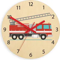 ModernClock, Wanduhr, Wanduhr für Kinder, Feuerwehr, stille Wanduhr, 30 cm