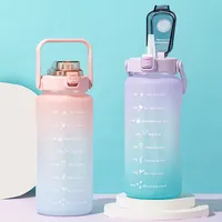 MYFOREST 2,2 Liter Trinkflasche Mit Strohhalm, 2,2 L Sport-Wasserflasche  Mit Zei