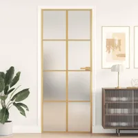 vidaXL Drzwi wewnętrzne Slim Golden 83x201,5 cm szkło hartowane i aluminium