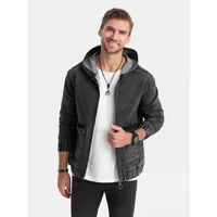 Ombre Clothing Herren-Jeansjacke Hellelan schwarz M