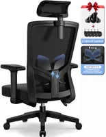 Bürostuhl Ergonomisch, Schreibtischstuhl mit Verstellbarer Kopfstütze, Armlehnen, Lendenwirbelstütze, Chefsessel, Drehstuhl, Bürostuhl 150kg