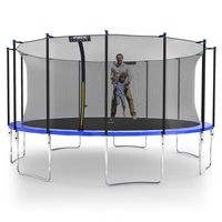 KINETIC SPORTS Trampolin Outdoor SALTO Ø 490 cm - TÜV Rheinland geprüft, Kindertrampolin Gartentrampolin Set mit Netz – bis 150 kg, Blau