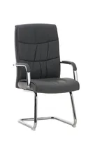 DELUKE® Besucherstuhl KARO - 105x49x60cm, Grau | Kunstleder | Metall in Chromoptik Gestell | Konferenzstuhl Wartezimmerstuhl