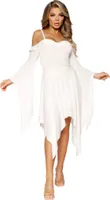 Weißes Trägerkleid mit Trompetenärmeln Größe: M