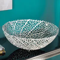 riess-ambiente Filigrane Design Schale ABSTRACT LEAF 45cm silber Dekoration