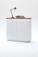 Highboard Schrank weiß matt Eiche massiv Griffräsung 120 cm Romino