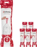 BRABANTIA 6 Rollen mit 20 PerfectFit Code Y Müllsäcken 20L - Weiß