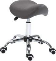 HOMCOM Rollhocker Höhenverstellbarer Arbeitshocker Drehhocker mit Rädern Drehbarer Sitzhocker Salonstuhl Salon Hocker Kunstleder Grau 52 x 53 x 49-61 cm