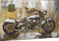 Kobolo Wandbild Wanddeko Metallbild 3D-Bild - Route 66 Motorrad - 108x72 cm - Bild Photo Einrichtung für Schlafzimmer Wohnzimmer Flur verschiedene