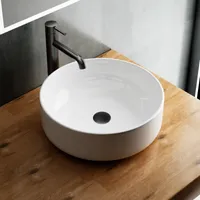 Alpenberger Aufsatzwaschbecken Rund | Kleines Waschbecken Ø 41 cm | Waschschale für Bad und Gäste WC | Handwaschbecken Weiß | Waschschüssel ohne Hahnloch