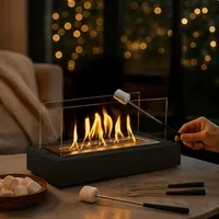 Double T Concept® Juno Schwarz –Ethanol-Dekokamin – Tischkamin – Feuerkorb – Terrassenkamin – Heizung – 41 x 16 x 21 cm