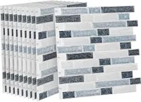 JOIEYOU Fliesenaufkleber 30x30cm 3D Klebefliesen Küchenrückwand Selbstklebende Vinyl Fliesen Wasserdicht Spritzschutz Wandfliesen Fliesenfolie für Küche Bad Deko, 10 Stück Typ N