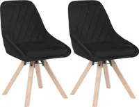 WOLTU 2er Set Esszimmerstühle drehbar, Drehstuhl, Küchenstuhl, Polsterstuhl mit Samtbezug, Wohnzimmerstuhl, Design Stuhl, Beine aus Buchenholz, Schwarz