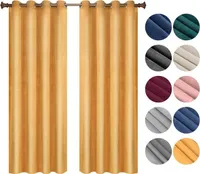 WOLTU Verdunkelungsgardine mit Ösen Samtvorhang Thermogardine, 300 g/m² Schwere Verdunkelungsvorhang Senf 140x225 cm (2 Stück)