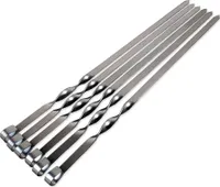 6x Grillspieße aus Edelstahl | 45cm Schaschlikspieße Set | Schampura Rostfrei | Lange Spieße für Fleisch, Gemüse, Stockbrot | Fleischspieße für Lagerfeuer | BBQ Grillen | Kebab Grillzubehör für Mangal