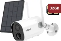 Überwachungskamera Outdoor, WLAN-Außenkamera mit Farbnachtsicht, PIR-Bewegungsmelder, 2-Wege-Audio, IP65, 32GB