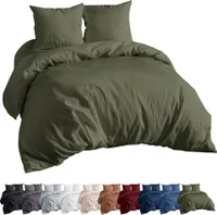 EllaTex Renforcé Bettwäsche Set 155x220 + 80x80 cm Bettwäschegarnitur 100% Baumwolle, in Farbe: Khaki